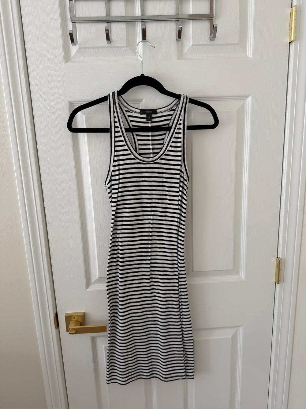 J. Crew Black and White Striped Midi Tank Dress